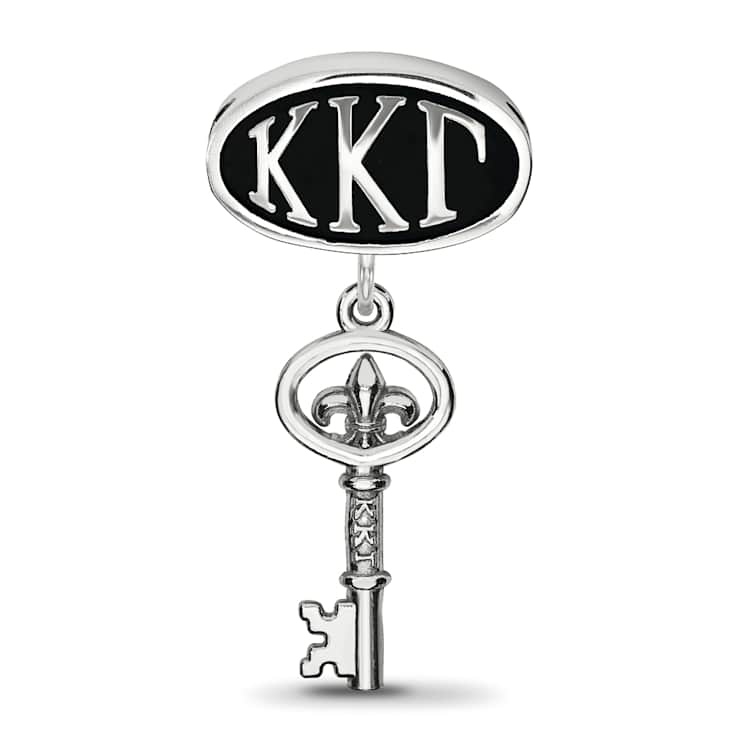 Sterling Silver LogoArt Kappa Kappa Gamma Oval with Key Dangle Bead