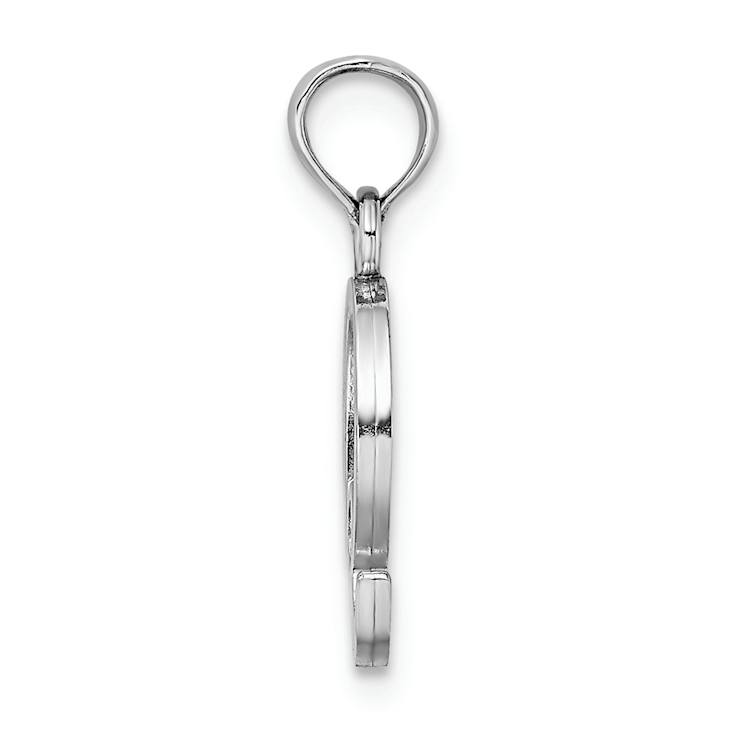 Rhodium Over 14k White Gold Polished Block Letter Q Initial Pendant