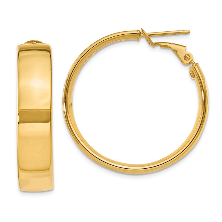 14k Yellow Gold 1 3/16" Large Hoop Earrings