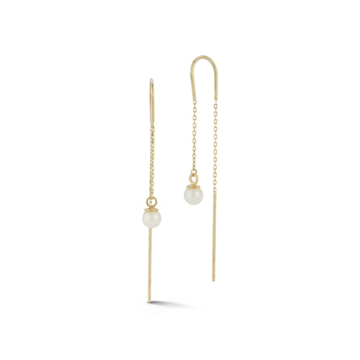 Bellissima Gold 14K Yellow Gold Freshwater Pearl Dangle Threader Earrings