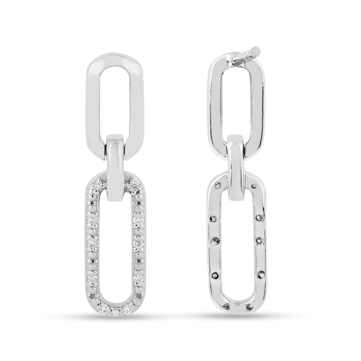 Rhodium Over Sterling Silver Lab Grown Diamond VS Drop Earrings