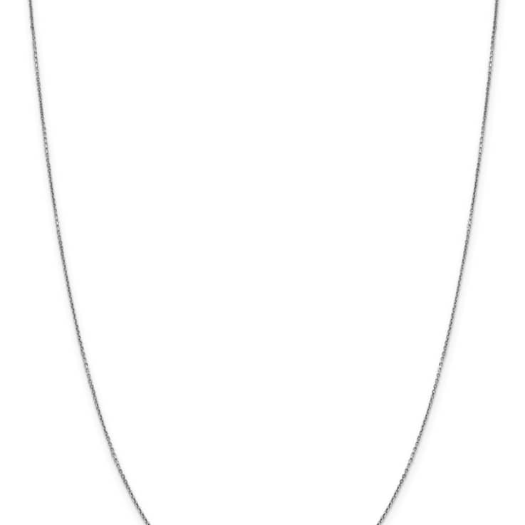 Rhodium Over 10k White Gold 0.9mm Solid Diamond-Cut Round Open Link
Cable 18 Inch Chain