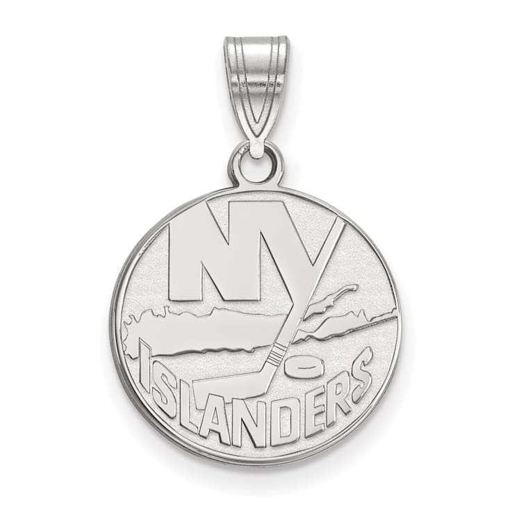 Rhodium Over Sterling Silver NHL LogoArt New York Islanders Medium Pendant