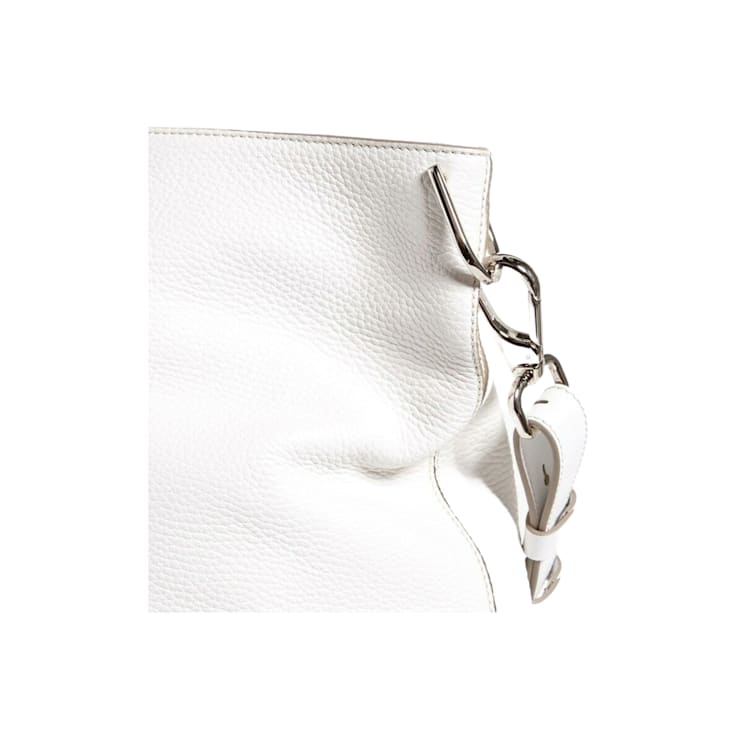 Tods Gommini Textured White Leather Studded Hobo Handbag