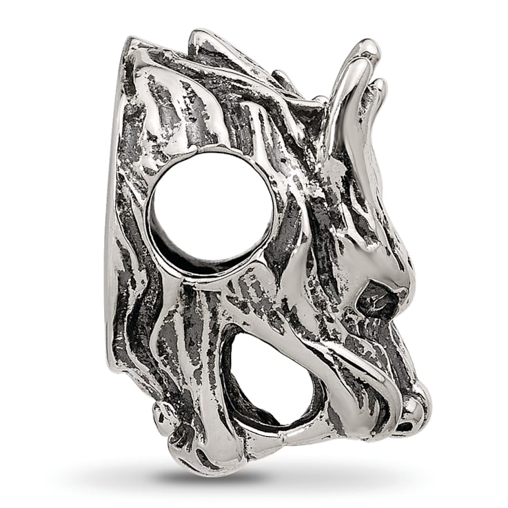 Sterling Silver Textured Dragon Head Bead