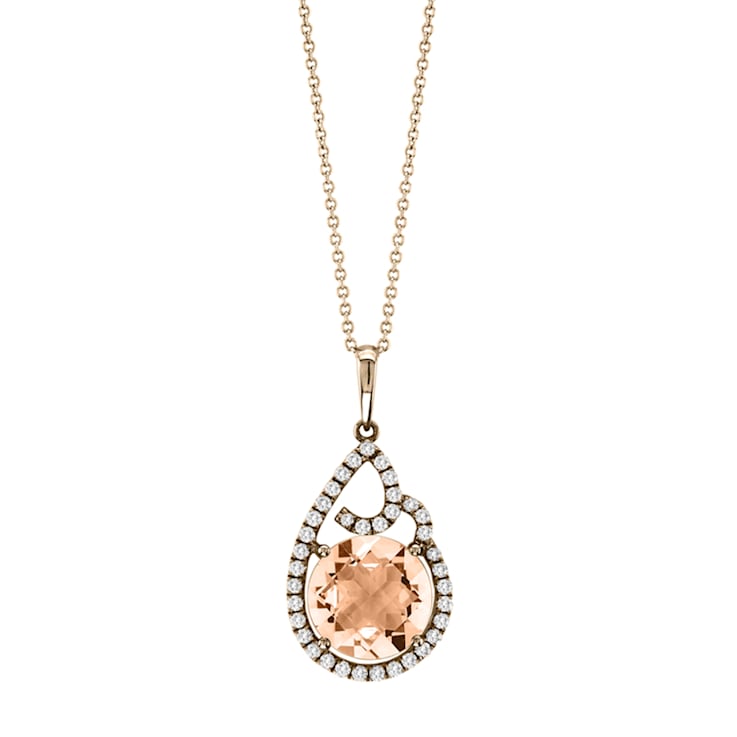 3.43ctw Morganite and Diamond Pendant in 14k Rose Gold
