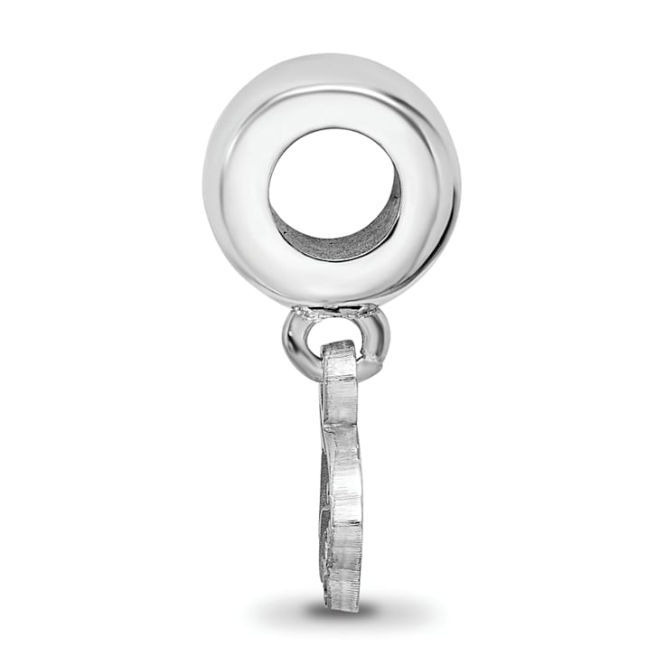 Sterling Silver Rhodium-plated LogoArt Texas State University XS Dangle Bead