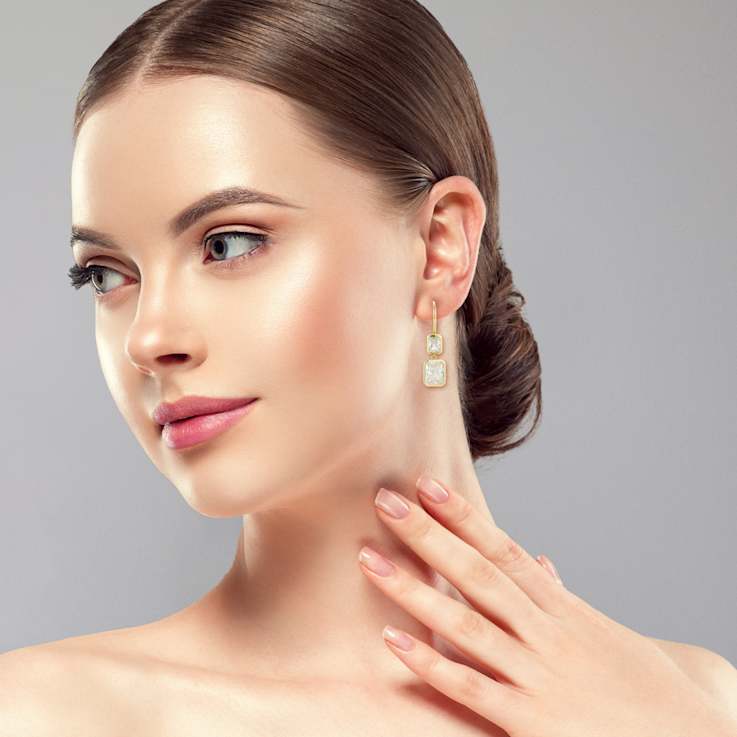 Rachel Zoe Graduated Emerald-Cut CZ Dangle Earrings in 14K Gold Over
Sterling Silver