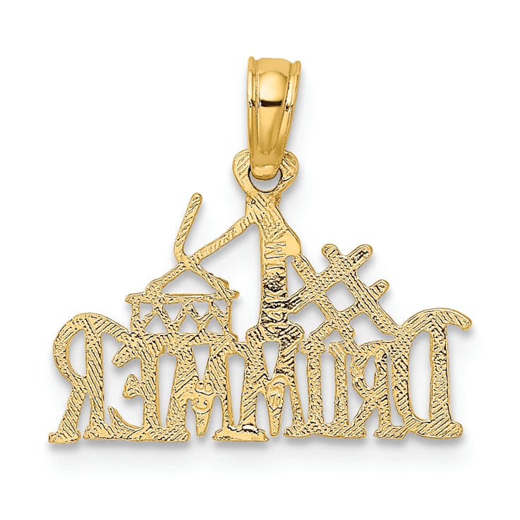 14k Yellow Gold Textured #1 Drummer pendant