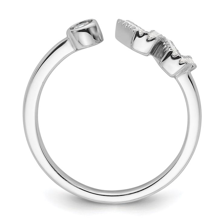 Rhodium Over 14K White Gold Lab Grown Diamond VS/SI GH, Initial W
Adjustable Ring