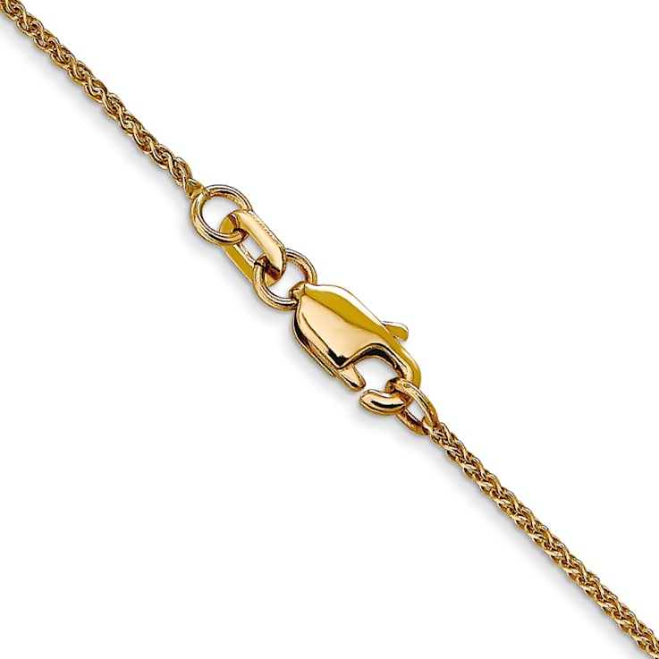 14k Yellow Gold 1mm Solid Diamond Cut Wheat Chain 18"