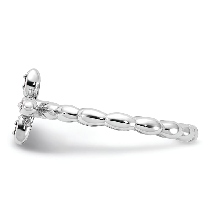Rhodium Over Sterling Silver Stackable Expressions Cross Rhodolite Ring 0.11ctw