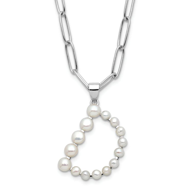 Rhodium Over Sterling Silver 3-5.5mm Freshwater Cultured Pearl LETTER D
18-inch Necklace