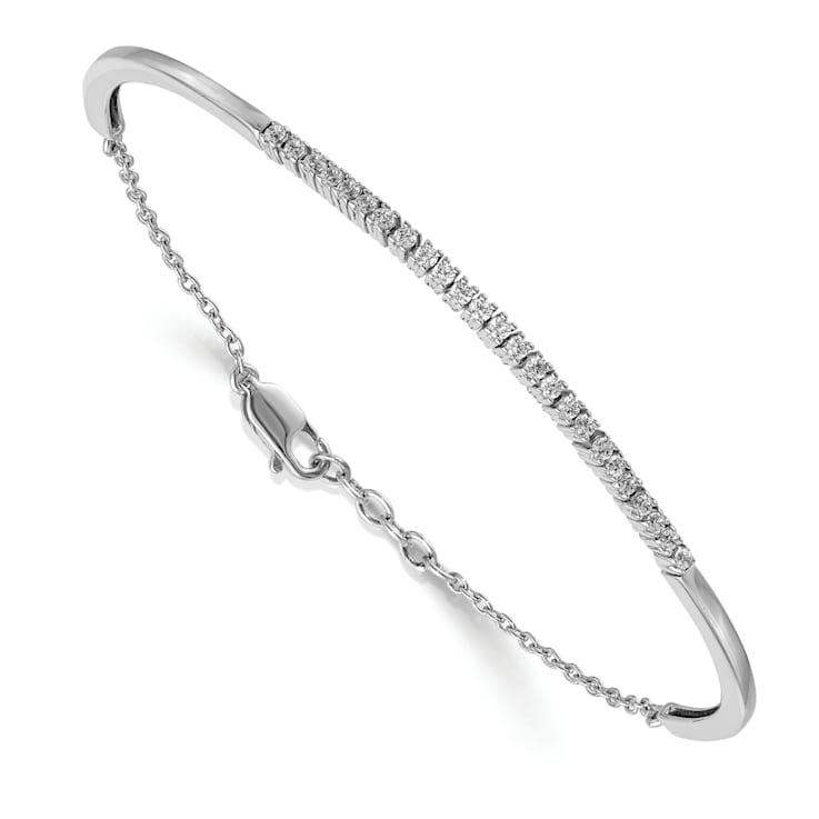 Rhodium Over 14K White Gold Lab Grown Diamond Bangle Bracelet 0.50ctw