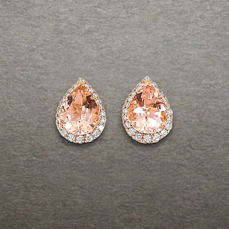 14K Rose Gold Morganite and Diamond Earring 2.40ctw