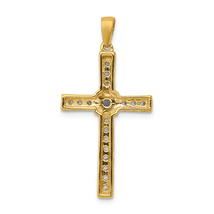 14K Two-tone Gold  Diamond Cross Pendant