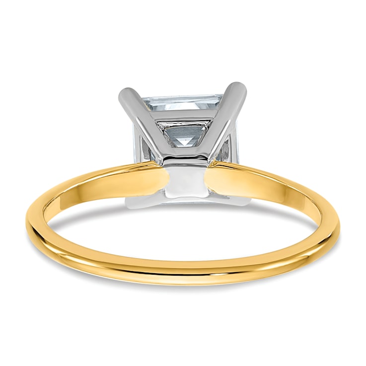 14K Yellow Gold With White Gold Accents 2 ct. D E F Pure Light Princess
Moissanite Solitaire Ring