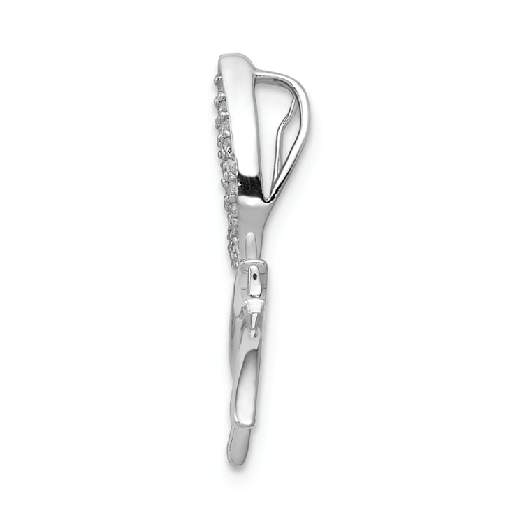 Rhodium Over 14k White Gold Diamond Dragonfly chain slide