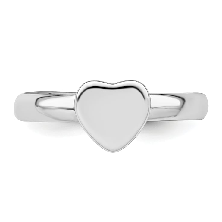 Rhodium Over Sterling Silver Polished Heart Children's Ring