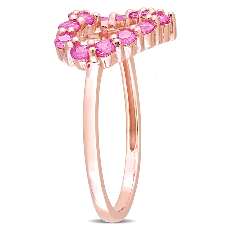 4/5 CT TGW Pink Sapphire Heart Ring in 10K Rose Gold