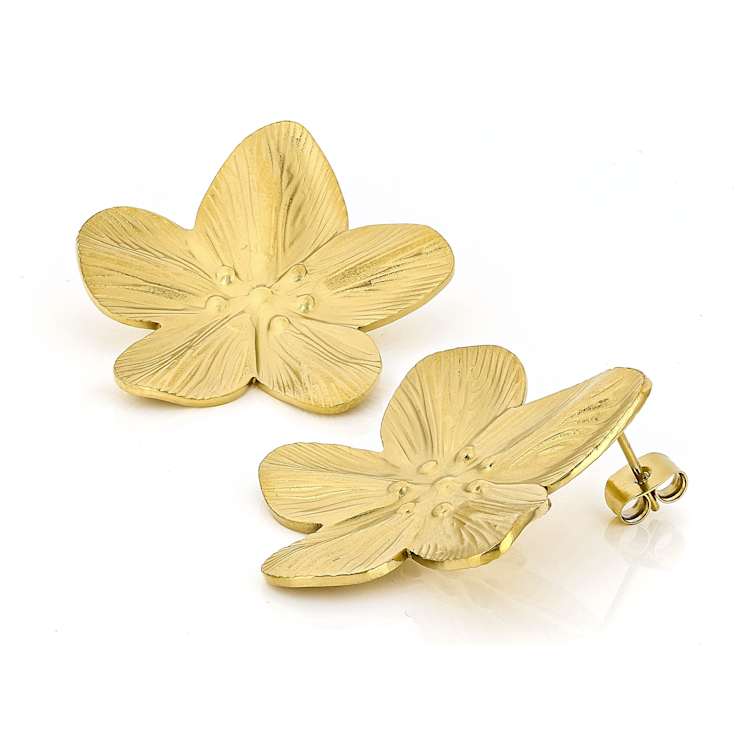 Gold-Tone Oversize Flower Earrings