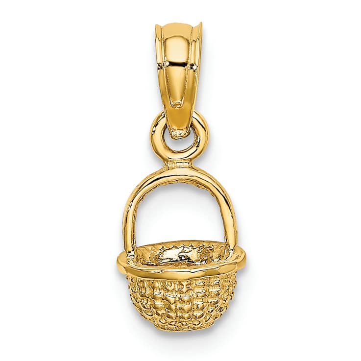 10K Yellow Gold 3D Textured Mini Basket Charm