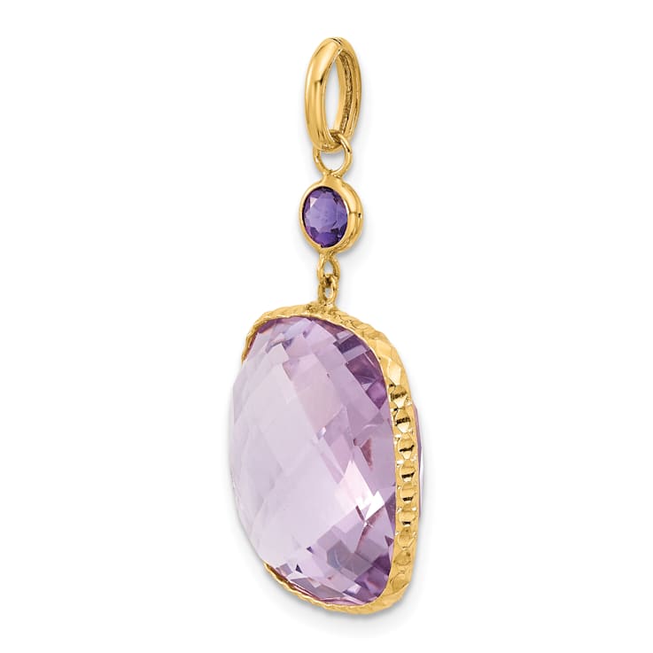 14K Yellow Gold Pink Amethyst Pendant