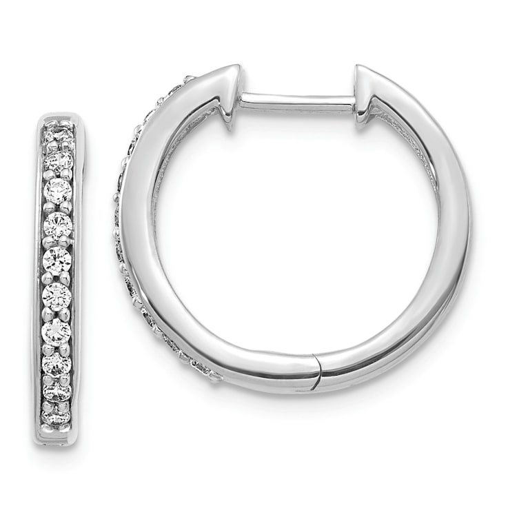 Rhodium Over 14K White Gold Lab Grown Diamond SI1/SI2, G H I, Hinged
Hoop Earrings