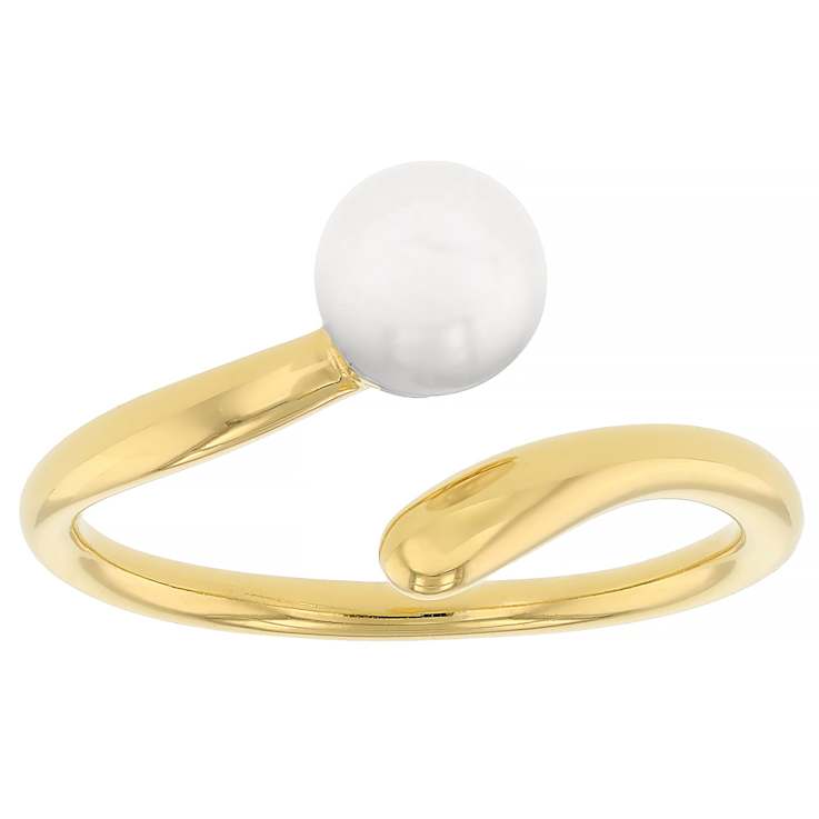 Freshwater Pearl Bypass Ring In 14K Gold Over Sterling Silver