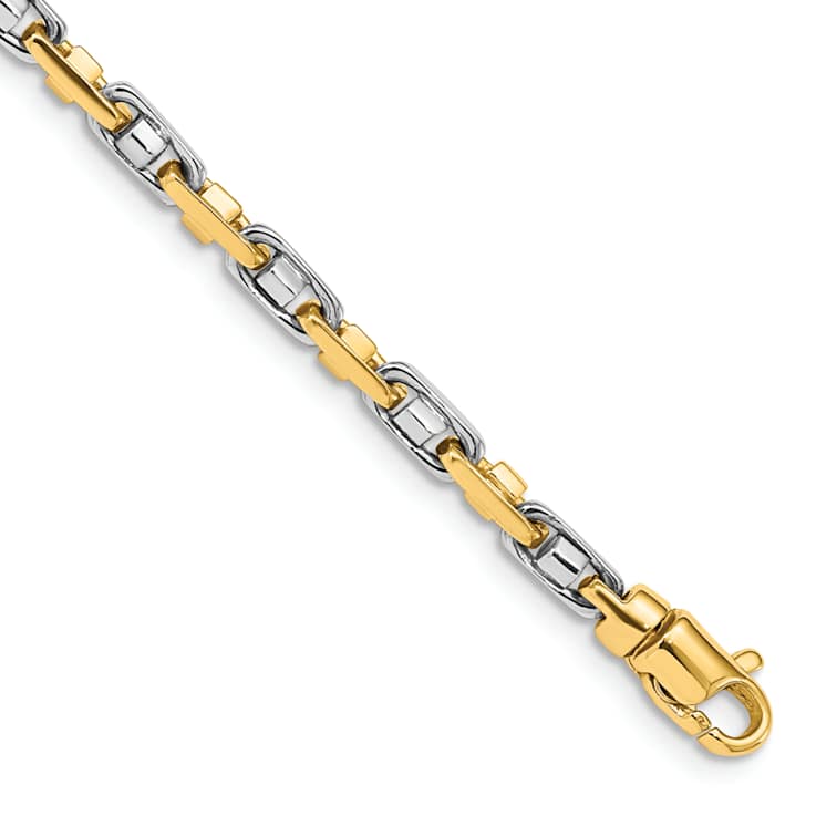 10k Yellow Gold and 10k White Gold 3.5mm Fancy Link Bracelet