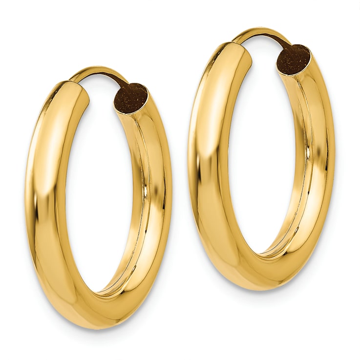 14k Yellow Gold Polished 13/16" Endless Tube Hoop Earrings
