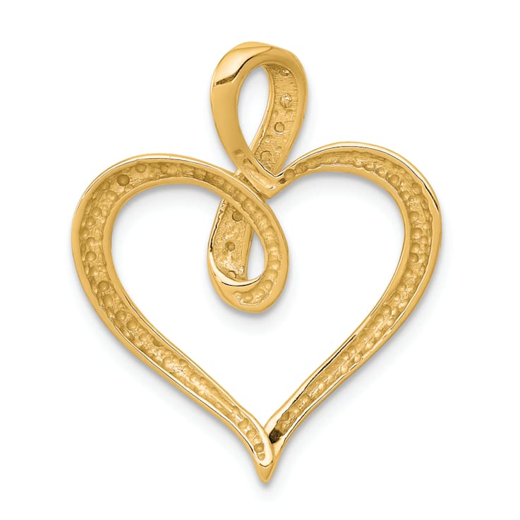 10k Yellow Gold and Rhodium Over 10k Yellow Gold Diamond Heart and
Infinity Pendant