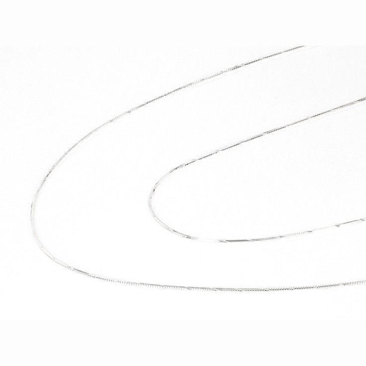 Set Of Two Snake ChaIn Diamond-Cut Station Necklaces In Sterling Silver