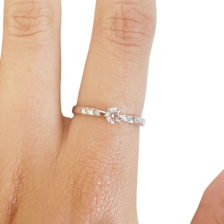 Rhodium Over Sterling Silver Lab Grown Diamond Solitaire Ring