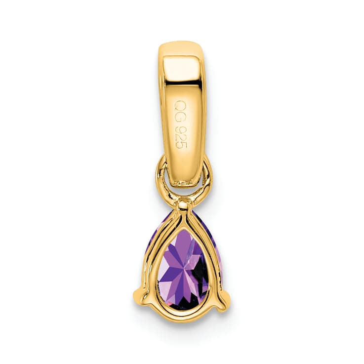 10k Yellow Gold 0.5 cttw Pear Amethyst and Accent Diamond Pendant