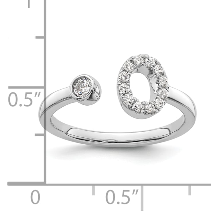 Rhodium Over 14K White Gold Lab Grown Diamond VS/SI GH, Initial O
Adjustable Ring