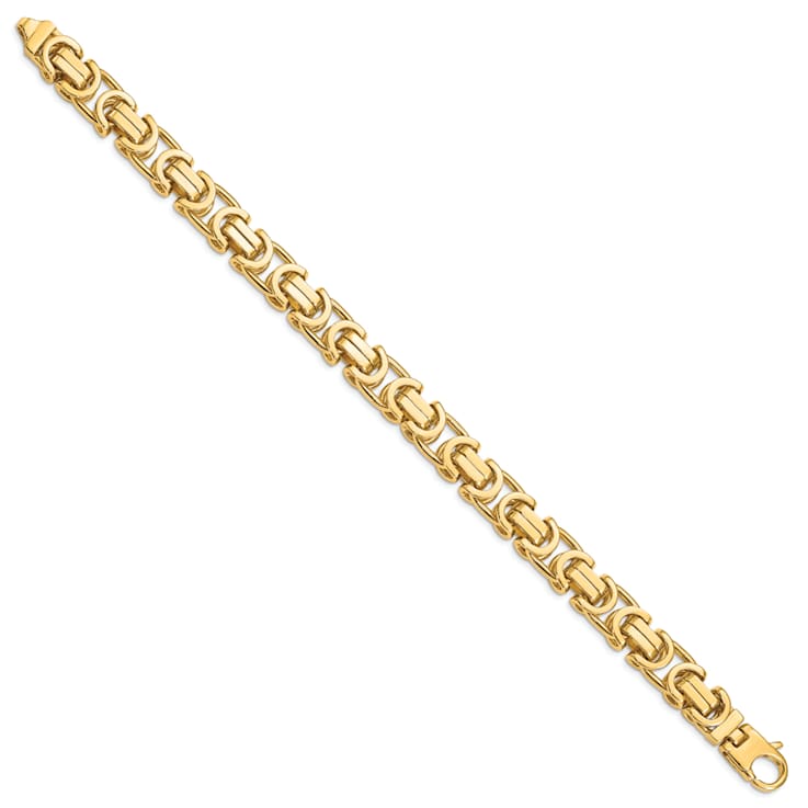 14K Yellow Gold 10.1mm Hand-Polished Fancy Link Bracelet