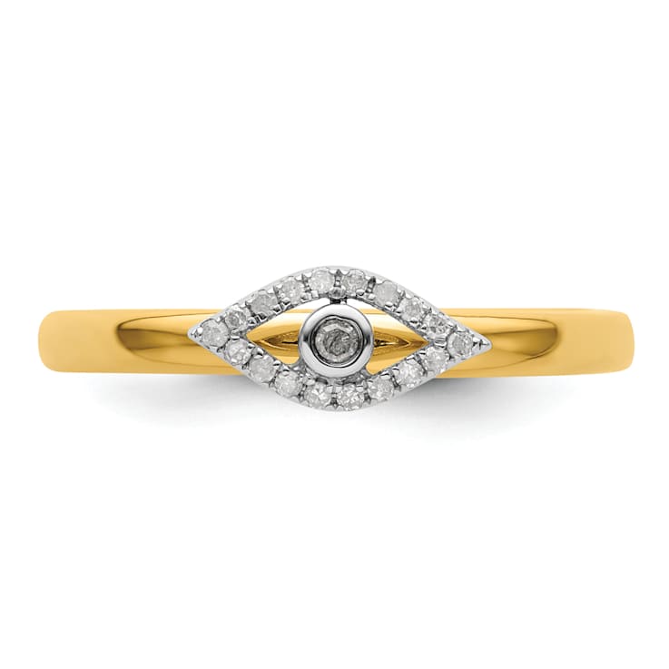 14K Yellow Gold Over Sterling Silver Stackable Expressions Evil Eye
Diamond Ring 0.087ctw