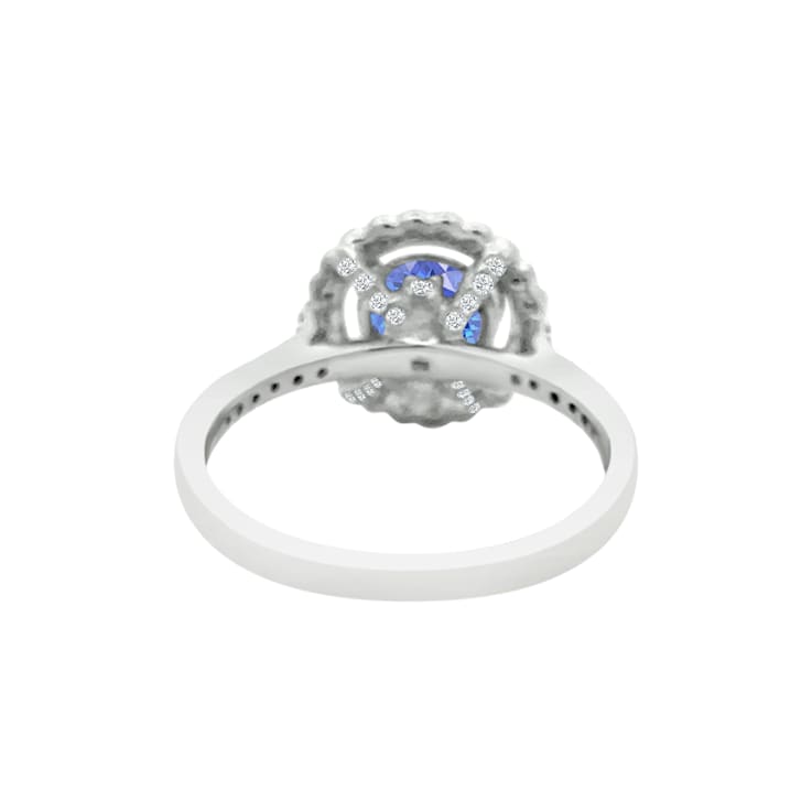 14K White Gold Round Tanzanite and Diamond Ring, 1.59ctw