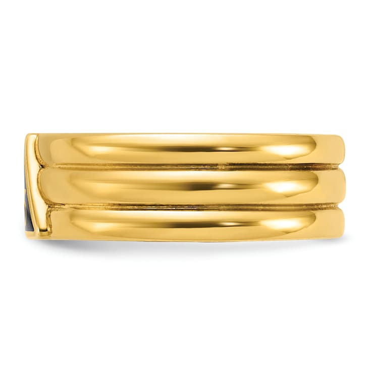 10K Yellow Gold Men's Polished with Black Enamel 33rd Degree Masonic Ring