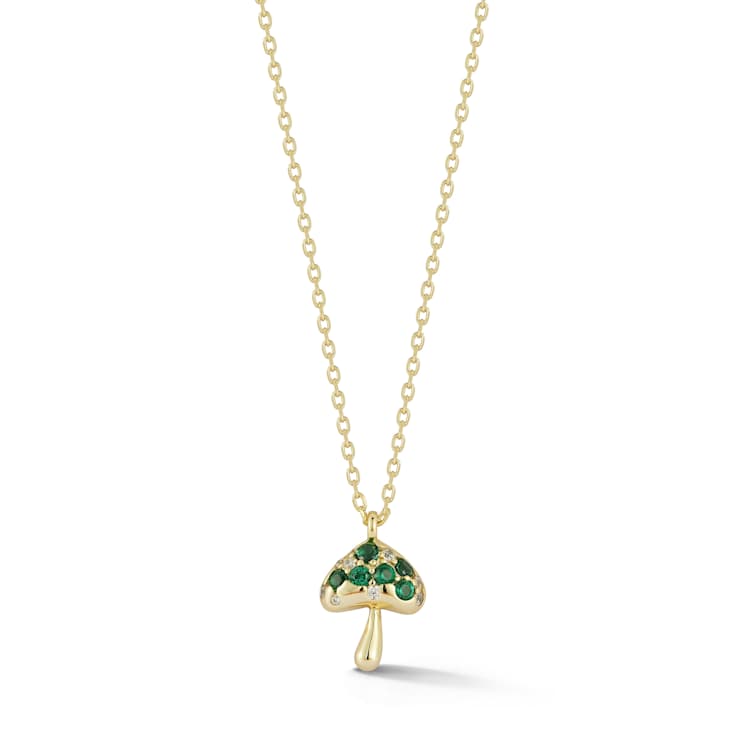 Rachel Zoe CZ Puffed Mushroom Pendant Necklace in 14K Gold Over Sterling Silver