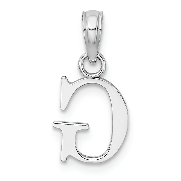 Rhodium Over 14k White Gold Polished Block Letter G Initial Pendant