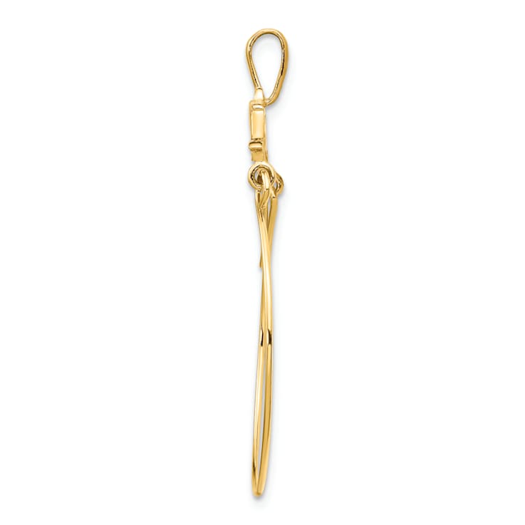 14K Yellow Gold Double Dolphins Charm Holder Pendant