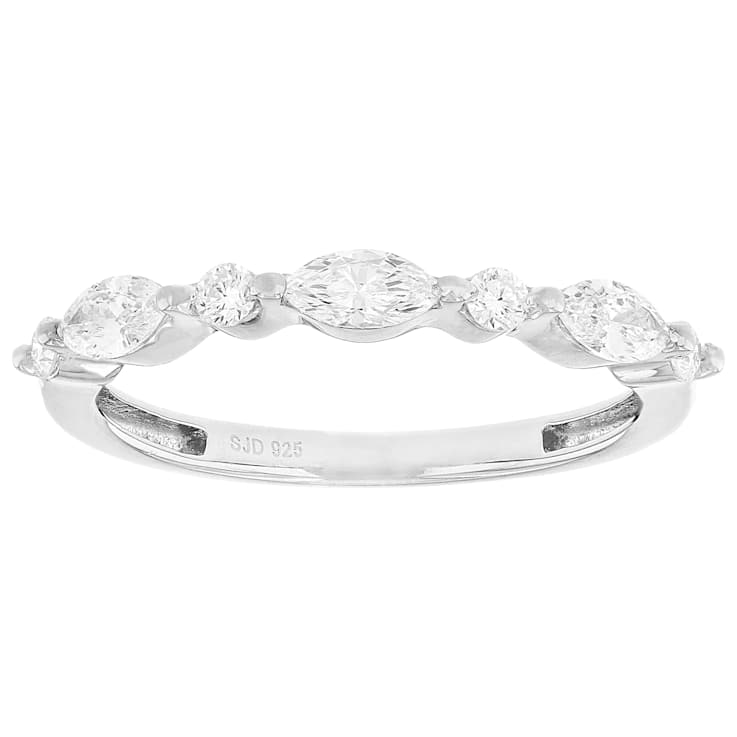 Lab-Grown Diamond Marquise And Round Ring In Sterling Silver