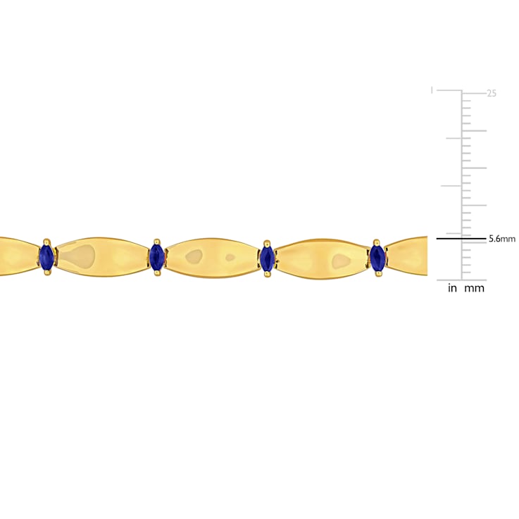 Blue Sapphire 10K Yellow Gold Bracelet 1.32ctw