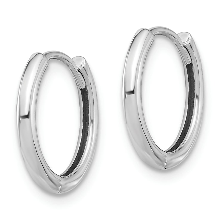 Rhodium Over 14k White Gold Polished 9/16" Hinged Hoop Earrings