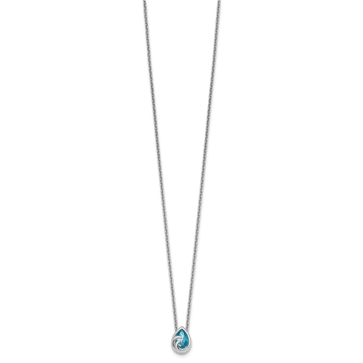 Rhodium Over Sterling Silver Crystal Double Ocean Wave 16 + 2 Inch
Extension Necklace