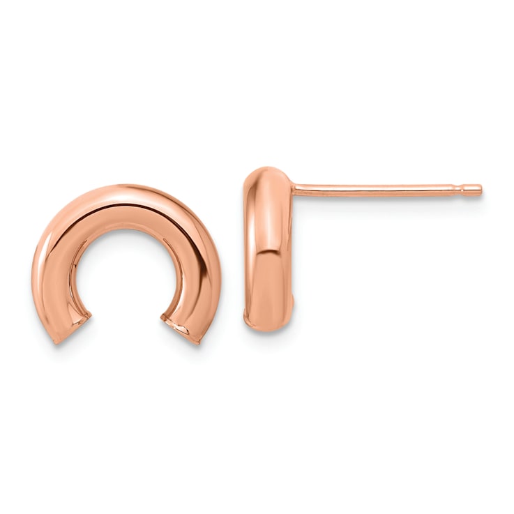 14k Rose Gold Polished U Shape Tube Stud Earrings