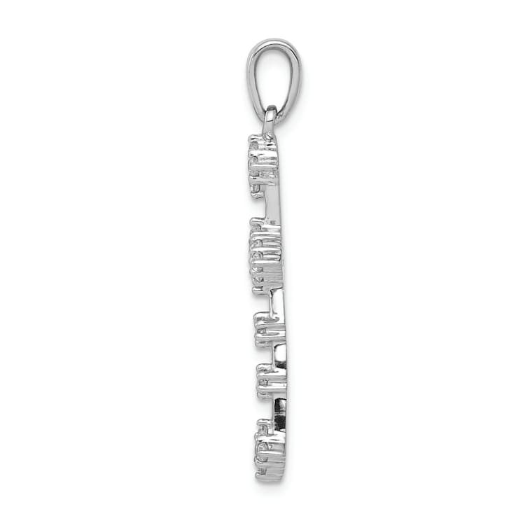 Rhodium Over 14k White Gold Diamond Cross Pendant