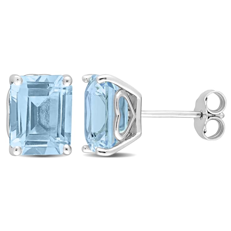 5.88ctw Octagon Sky Blue Topaz Stud Earrings in Sterling Silver